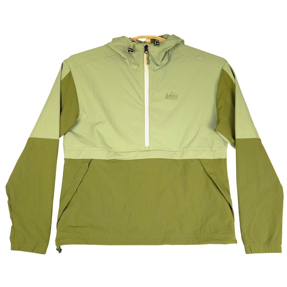 REI Co-op Quarter-Zip Hooded Jacket Green Women Medium 216052